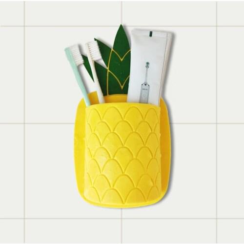 Pineapple Toothbrush Toothpaste Holder Toilet Wall Suction Storage Rack Wall-Mounted Traceless Toothbrush Stand Rack Organizer