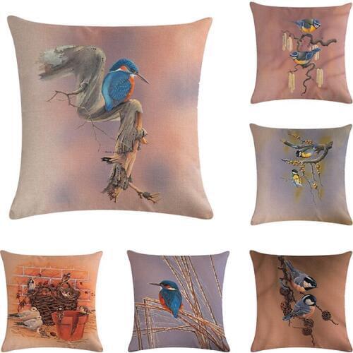 Cushion Covers 45x45cm kingfisher Birds Pattern Pillows Covers Decorative Pillowcases For Home Sofa Office Chair Decor
