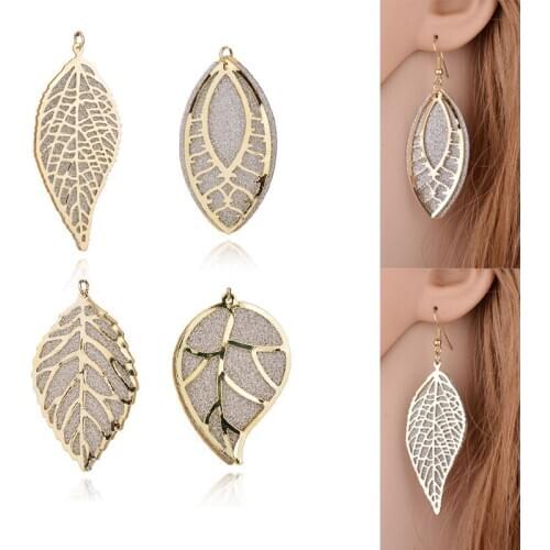 2020New 60Pcs Big Frosted Leaves pendants alloy button for DIY Jewelry earring or necklace accessories DL15-DL18
