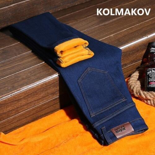 2020 winter new arrival trousers high quality casual slim fit jeans men ,mens Classic pencil pants , warm jeans men