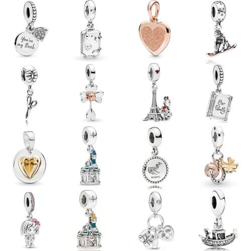 NEW 2019 100% 925 Sterling Silver Suitcase My Little Baby Family Book My Rock Pendant Fit DIY Original Women Bracelet Jewelry