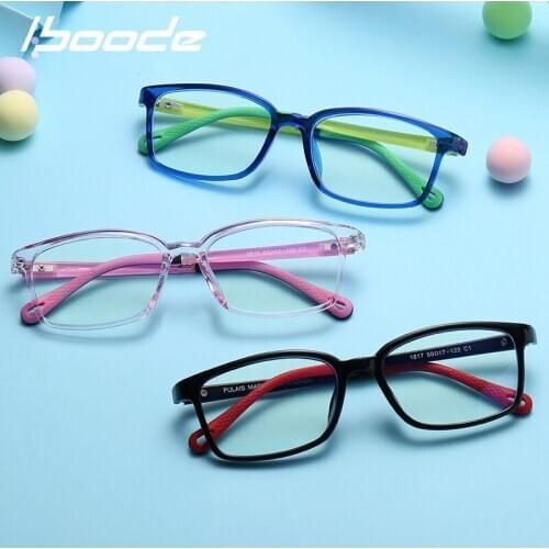Iboode TR90 Soft Square Anti-blue light Kids Glasses Boys Girls Anti-radiation Computer Goggles Frame Optical myopia EyeGlasses