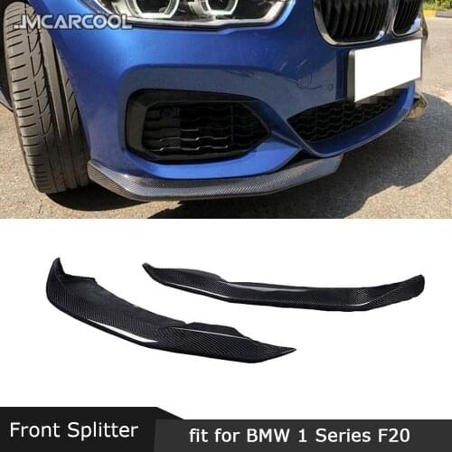 For BMW 1 Series F20 M Sport M135i M140i Hatchback 2016 - 2018 Front Lip Splitters Carbon Fiber Head Chin Trim Covers spoiler