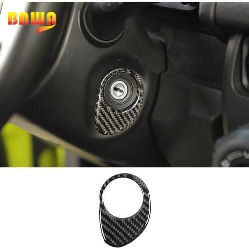 BAWA Engine Start Switch Carbon Fiber Stickers Interior Accessories for Suzuki Jimny 2019+ lgnition Switch Decorative Cover
