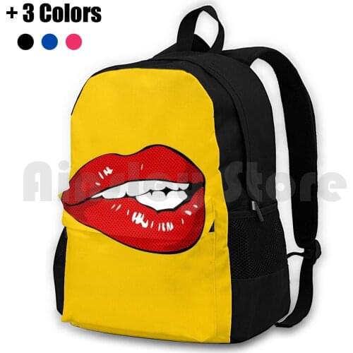Sexy Biting Lips Throw Pillow Face Mask Outdoor Hiking Backpack Waterproof Camping Travel Popart Pop Art Roy Lichtenstein Sexy
