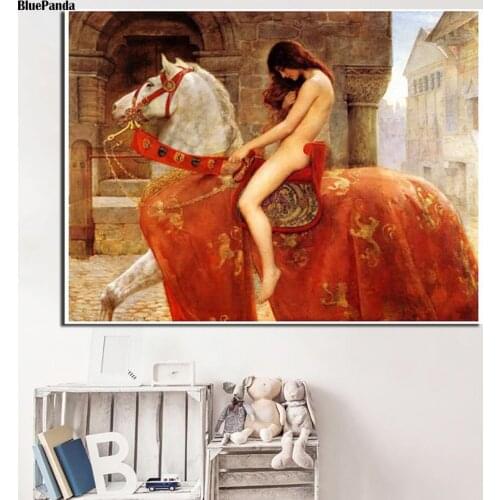 Ladyes Godivaes by Johnes Collies Nude Woman Poster Painting On Canvas Bedroom Wall Art Decoration Pictures Home Decor