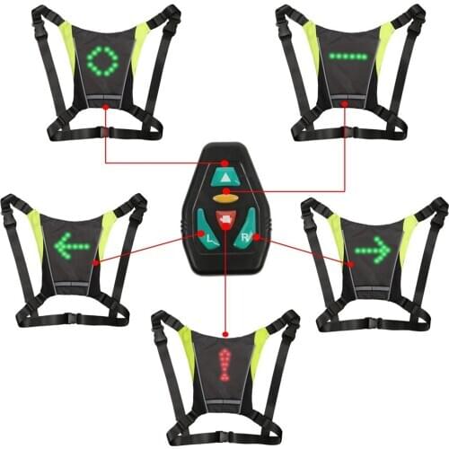 LED Turn Signal Vest Bike Direction Indicator Pack Remote Control Safety Light