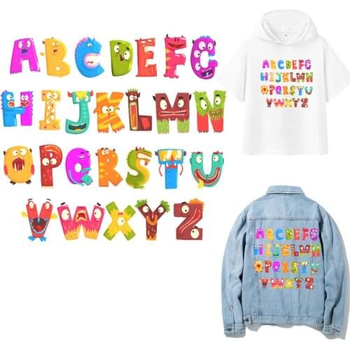 Letters Patch Iron-on Transfers for Clothing Thermoadhesive Patches Cute Stickers Applique Diy Flex Fusible Transfer Stripes