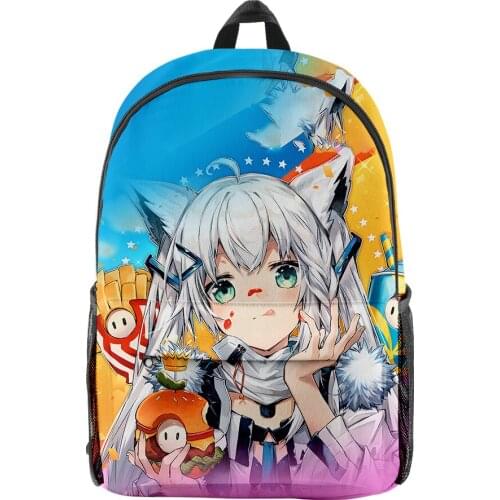 WAWNI HOLOLIVE VTuber Shirakami Fubuki 3D Merch Oxford Cloth Shoulder Backpack Printed Multi Casual Student School Bag