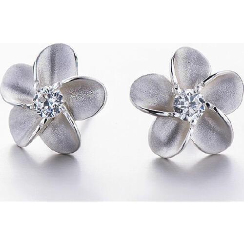 Explosion Models Silver Plated Three-dimensional Flowers Zircon Retro Fashion Wild Crystal Earrings Exquisite Elegant Jewelry