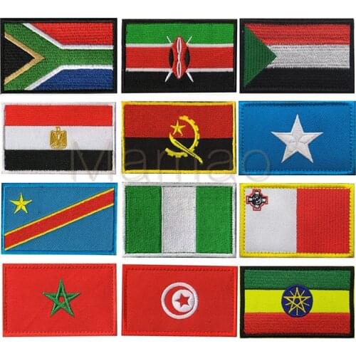 South Africa Egypt Kenya Congo Nigeria Angola Morocco Tunisia Flag Embroidery Patch Flags Badges Patches Appliques Emblem