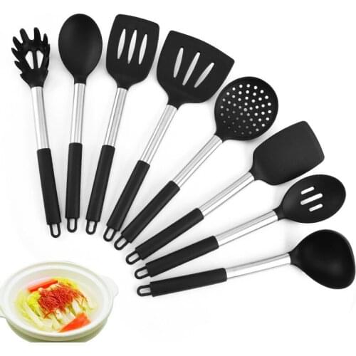 1pcs Silicone Kitchenware Set Non-Stick Pan Cooking Spatula Spoon Wooden Handle Box High Temperature Resistance Kitchen Tool
