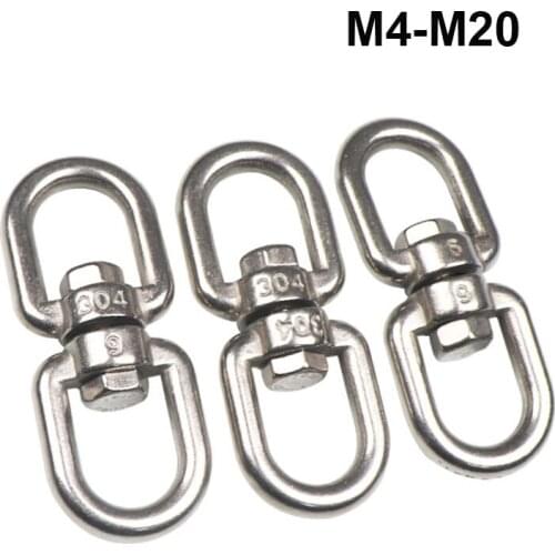1Pcs 304 Stainless Steel Carabiners Connector 360° Rotation Hook Buckles For Climbing Hiking Outdoor Activities M4-M20