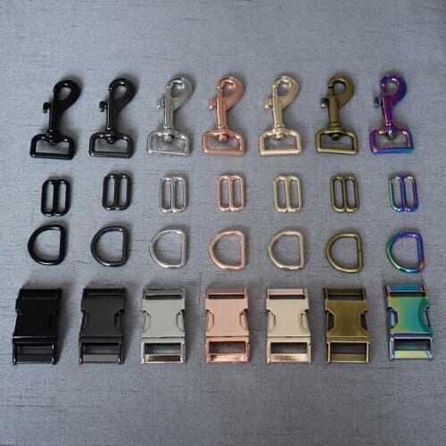 100 sets 25mm buckle Slider Adjustable Buckle D ring metal dog clasp Four pieces a set High quality hardware accessories