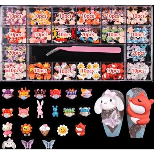 21Grid Cute Cartoon Resin Small Bear Nail art Decoration 3D nails rhinestone Jewelry Accessories Manicure Charms