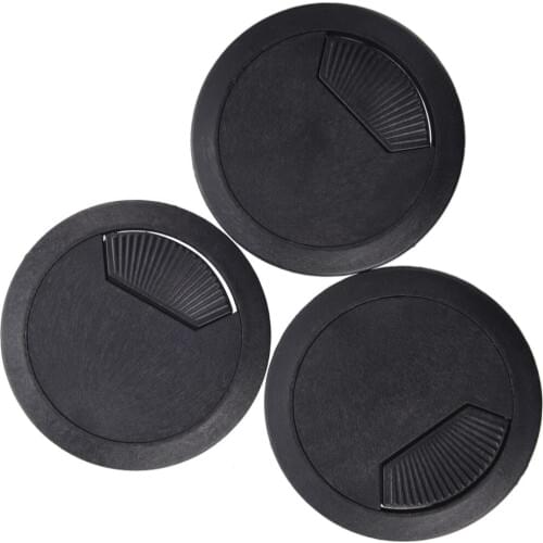 3 Pcs Desk 60mm Dia Grommet Cable Cord Hole Cover Black