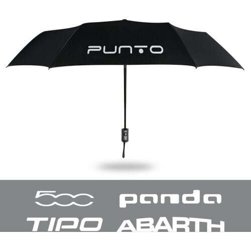 Car Portable Fully Automatic Folding Windproof Umbrella Sunshade With Car Logo For Fiat 500 Punto Panda Tipo Abarth Accessories