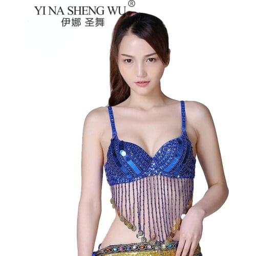 Belly Dance Bra Sequins Tassel Steel Bra Top Sexy Tassel Bra Top Belly Dance Costume Club Party Festival Carnival Sexy Short Top