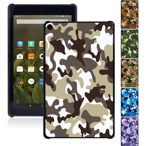 Tablet Case for Fire HD 8 Plus/HD 10 5th/7th/9th Gen/7 5th/7th/9th Gen/HD 8 6th/7th/8th/10th Gen Camouflage Back Shell+Stylus