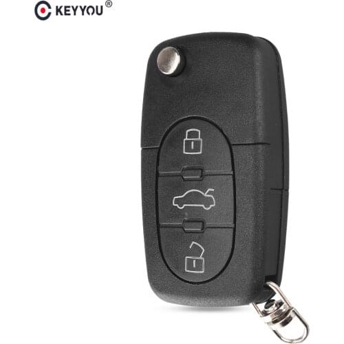 KEYYOU 3 Buttons Folding Flip Car Remote Key Shell & Blade HAA For Audi A2 A3 A4 A6 A8 TT CR2032 Fob Blank Case