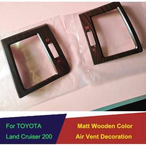 ABS matt wooden color car interior air conditon vent outlet cover trim decoration for toyota land cruiser 200 LC200 2008 2019