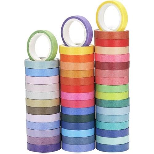 60 Pcs/Set Basic Solid Color Washi Tape Rainbow Masking Tape Decorative Adhesive Tape Sticker Scrapbook Diary Stationery