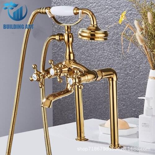 Brass Bathtub Faucet Hot Cold Water Mixer Crane Bathroom Faucet Taps Telephone Style Rotatble Spout Faucet Shower Faucet Tap