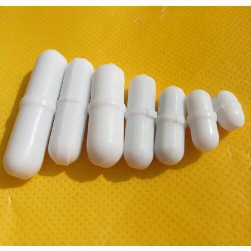 Pack of 7pcs Mixed size PTFE Magnetic Stirrer Mixer Stir Bars White Color with Pivot Ring