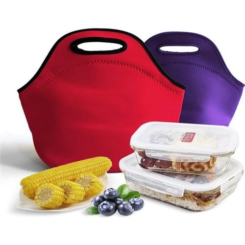 Neoprene Lunch Bag for Kids Women Men Waterproof Solid Color Large Capacity Thermal Bag Storage Bag for Lunch Box Fruit Travel