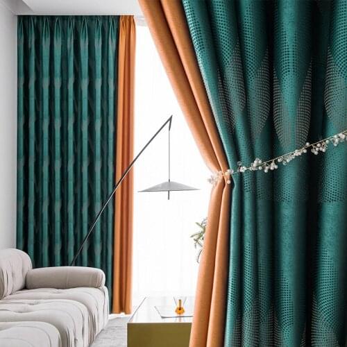 French Simple Retro Curtain High Shading 2021 New Breathable Heat Insulation Sunshade Splicing Curtains for Living Room Bedroom