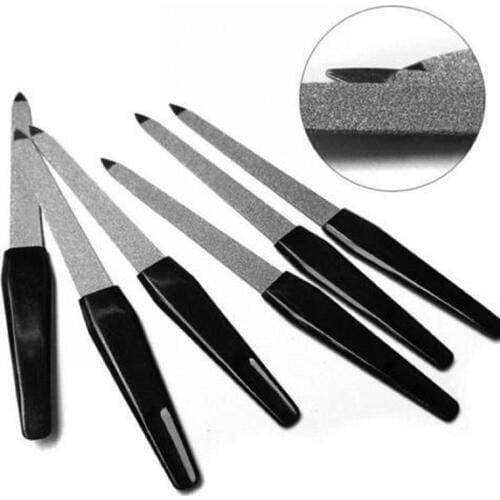 5 Pcs/set NEW Black Handle Double Sided Nail Files Strong Edge Manicure Grooming Ideal For Beauty Tools Wholesale Price