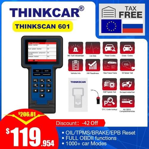 New Arrival Original Thinkcar ThinkScan 601 obd2 code reader scanner for Engine ABS Airbag SRS with 4 Reset Function