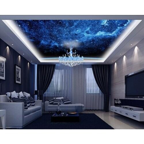 Custom wallpaper universe, stars used for the sitting room lie KTV bar ceiling wallpaper natural material papel DE parede