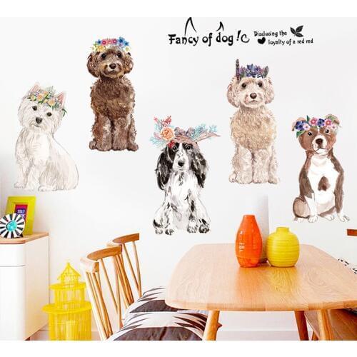 Very cute pet dog wall sticker PVC Material DIY Funny dog wall decal For Childrens room sofa background wall home decor sticker