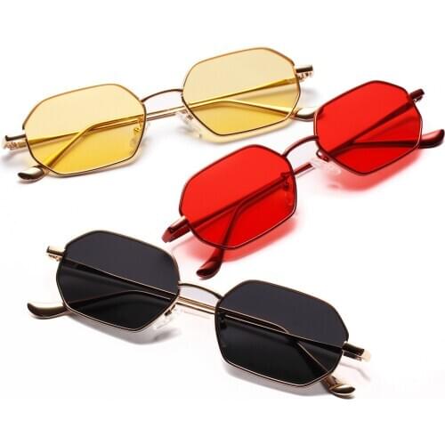 Women Retro Classic Small Polygon Sunglasses Men Women Luxury Vintage Black Mirrors Colour Transparent Lens Sun Glasses UV400