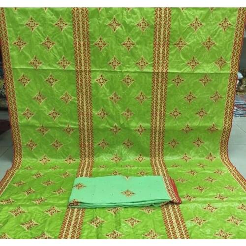 Wholesale African Soft Bazin Riche Lace Fabrics Embroidery Stones Bazin Lace Material Sewing For Bidal Dress Wearing 2+5Yards