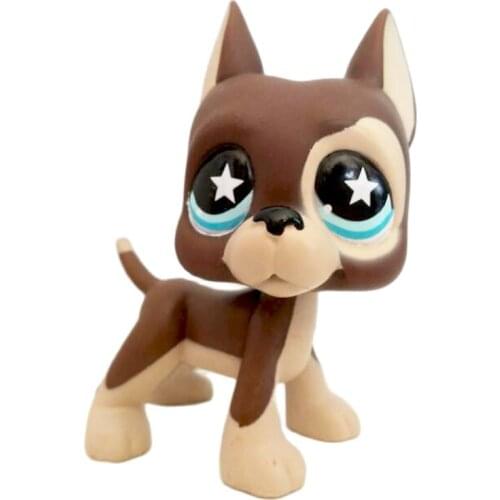 LPS CAT Original Littlest pet shop cute toys GREA DANE #817 Rare Brown pet Dog Star eyes free shipping