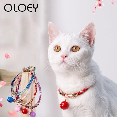 Personalized Pet Cat Dog Collar with Bell Japanese-style Adjustable Collar Outdoor Travel Photo Decoration Accessories Pet Produ