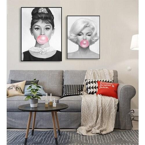 Prints Wall pictures For Living Room Decor Sexy Woman Girl Bubble Retro Wall Art Canvas Painting Nordic Posters And