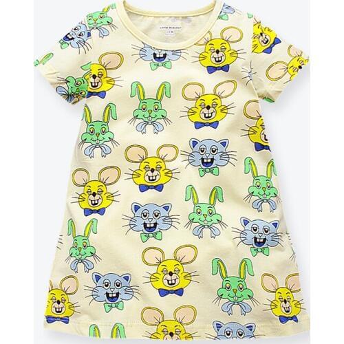 Little Girls Dresses Cute Cartoon Mouse Pattern Print Party Casual Summer Dresses For Baby Girls Childrens Clothing 1-6 Years
