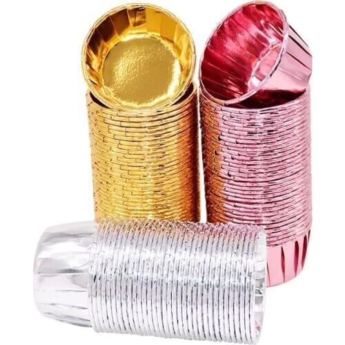 50pcs Gold Silver Muffin Cupcake Liner Rose Gold Cupcake Paper Cup Baking Cup Tray for Wedding Birthday Party Decor Pastry Tools