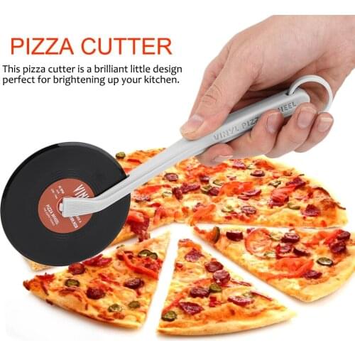 Professional Top Spin Fresh Slice Record Player Pizza Cutter Vinyl Record Design Pizza Wheel Cutter Kitchen Accessories