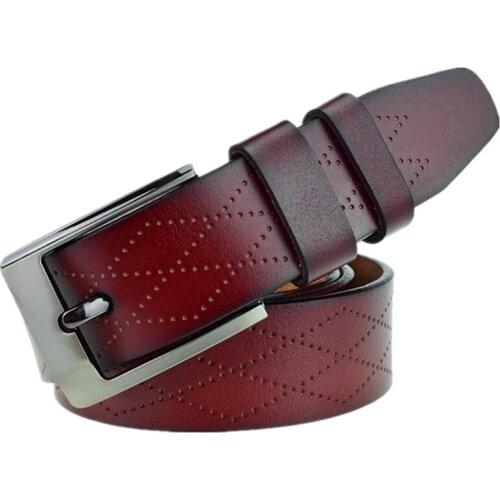 2021 Luxury Belts for Men Fashion Personality Plaid Belts Pin Buckle High Quality Genuine Leather Belts