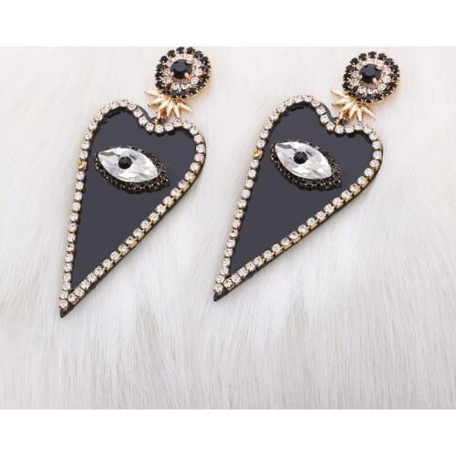 Bohemian Dangle Earring For Women Trendy Rhinestone Abalone Shell Multicolor Resin Lovery Heart Statement Wedding Jewelry Gifts