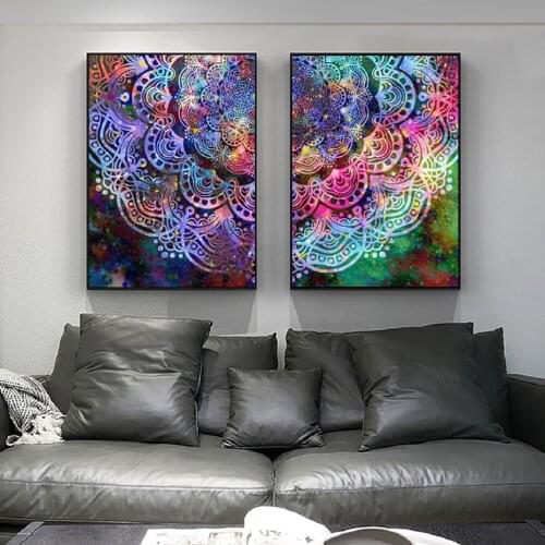 Modern Abstract Gorgeous and Colorful Painting Pattern Mandala Poster Wall Art Modern Printmaking Printing Bedroom Home Decorati