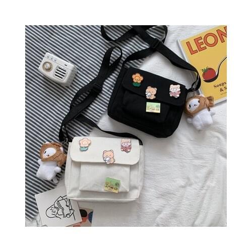 Crossbody Bags Women Canvas Flap-bag Kawaii Harajuku All-match Students Casual Female Handbags Korean Ulzzang Daily Chic Fashion