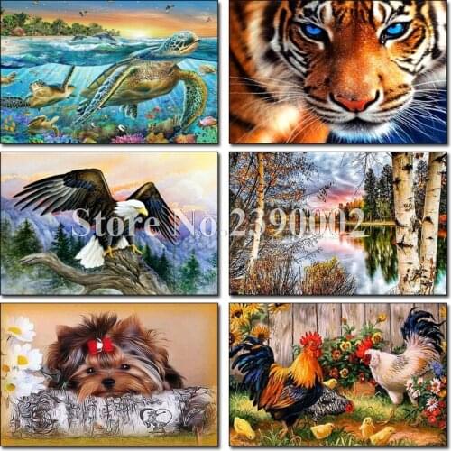 Tiger Diamond Painting Cross Stitch Chicken Animals Rhinestone Posters Needlework Diamond Embroidery Full Diamond Decorative