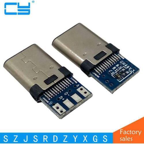 USB 3.1 Type C male plug Connector TYPE-C 3.1 with PCB board Welded wire type male connector 2.0 B