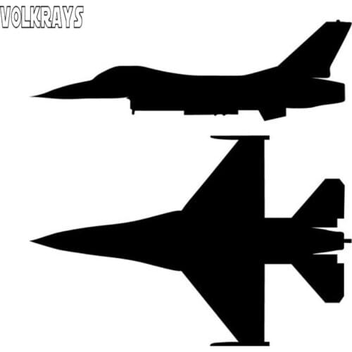 Volkrays Personality Two F-16 Fighting Falcon Car Sticker Reflective Vinyl Cartoon Decals Decoration Accessories PVC,15cm*14cm