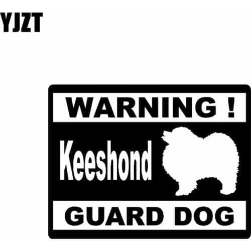 YJZT 15CM*11.4CM Warning Keeshond Guard Dog Whole Body Car Sticker Decoration Black/Silver C2-3230